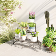3 Tier Metal Corner Plant Stand for Garden Balcony or Patio in Black by Outsunny AOSOM