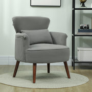 Light Grey Corduroy Retro Accent Chair with Wooden Legs by HOMCOM