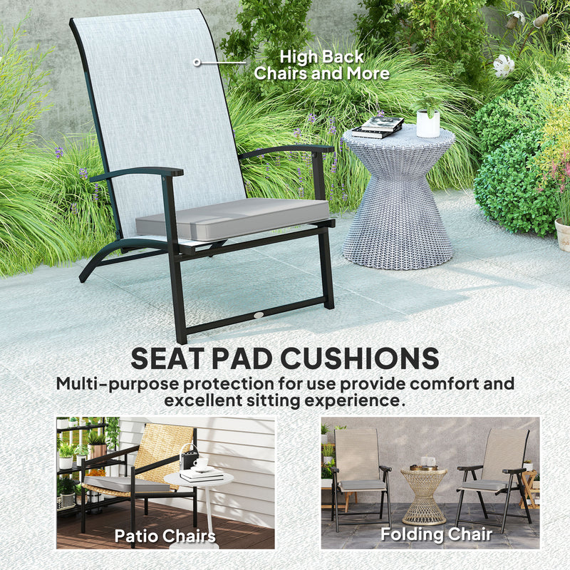 Light Grey Garden Chair Cushions Set of 2 Weather Resistant Outdoor Pads by Outsunny