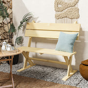 2 Seater Wooden Garden Bench Fir Wood Loveseat with Slatted Seat and Sloping Back by Outsunny