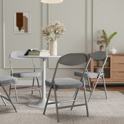 Folding Chairs Set of 4 for Extra Comfortable Guest Seating with Padded Corduroy Grey Homcom