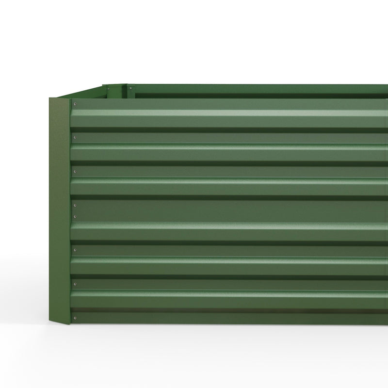 Set of 2 Green Galvanised Steel Raised Garden Beds With Reinforced Rods For Vegetables