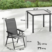 Outdoor Dining Set for 4 with Foldable Chairs and Compact Table for Small Gardens Grey Outsunny