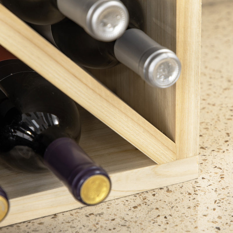 Set of 2 Wooden Wine Racks for 24 Bottles Each Ideal for Tabletop Storage Natural Wood AOSOM