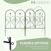 Black Metal Garden Fence Panels Set of 5 Decorative Border Edging With Heart Design