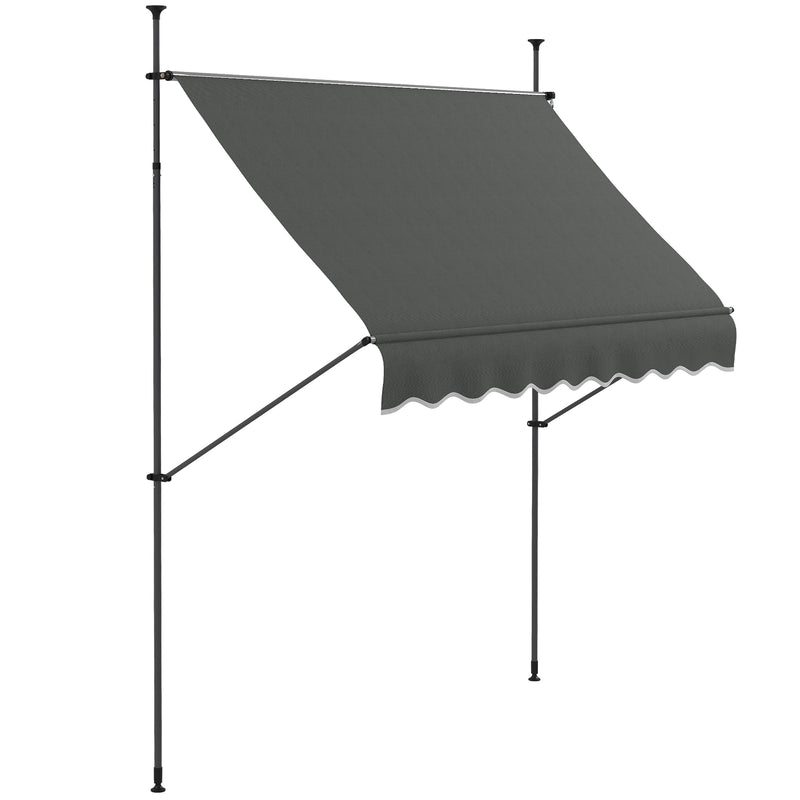 Dark Grey 2.5 x 1.2m Freestanding Retractable Awning UV Resistant Sun Shade For Patio