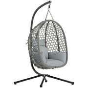 Hanging Egg Chair with Stand, Cushion & Headrest For Garden, Patio & Balcony Outsunny