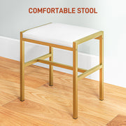 LED Makeup Vanity Table Set with Mirror Drawers and Stool for Bedroom Storage White