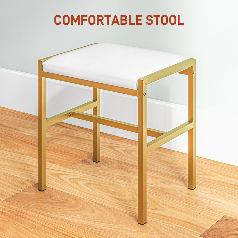 LED Makeup Vanity Table Set with Mirror Drawers and Stool for Bedroom Storage White