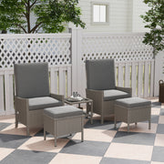 5 Piece Rattan Patio Furniture Set With Cushions Dark Grey by Outsunny