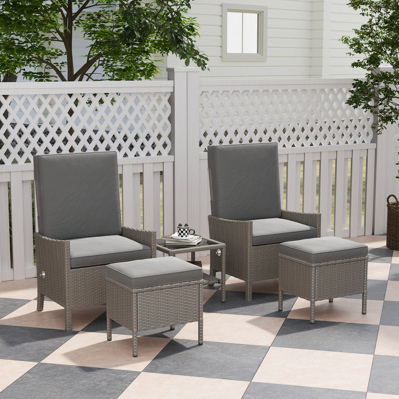 5 Piece Rattan Patio Furniture Set With Cushions Dark Grey by Outsunny