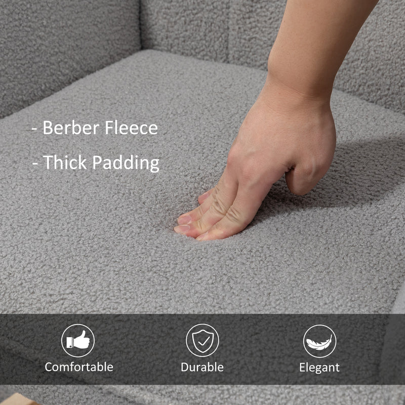 Wingback Nursery Rocking Chair With Berber Fleece Ideal for Nursing and Relaxing Light Grey