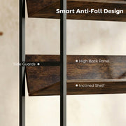 Bookcase and Room Divider with Five Secure Shelves for Organised Living Rustic Brown Black AOSOM