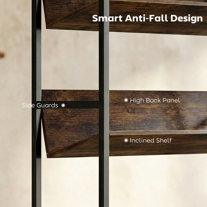 Bookcase and Room Divider with Five Secure Shelves for Organised Living Rustic Brown Black AOSOM
