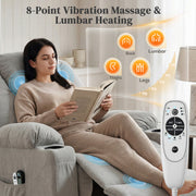 Riser Recliner Chair with Power Lift Massage and Heat for Easy Standing Light Grey AOSOM