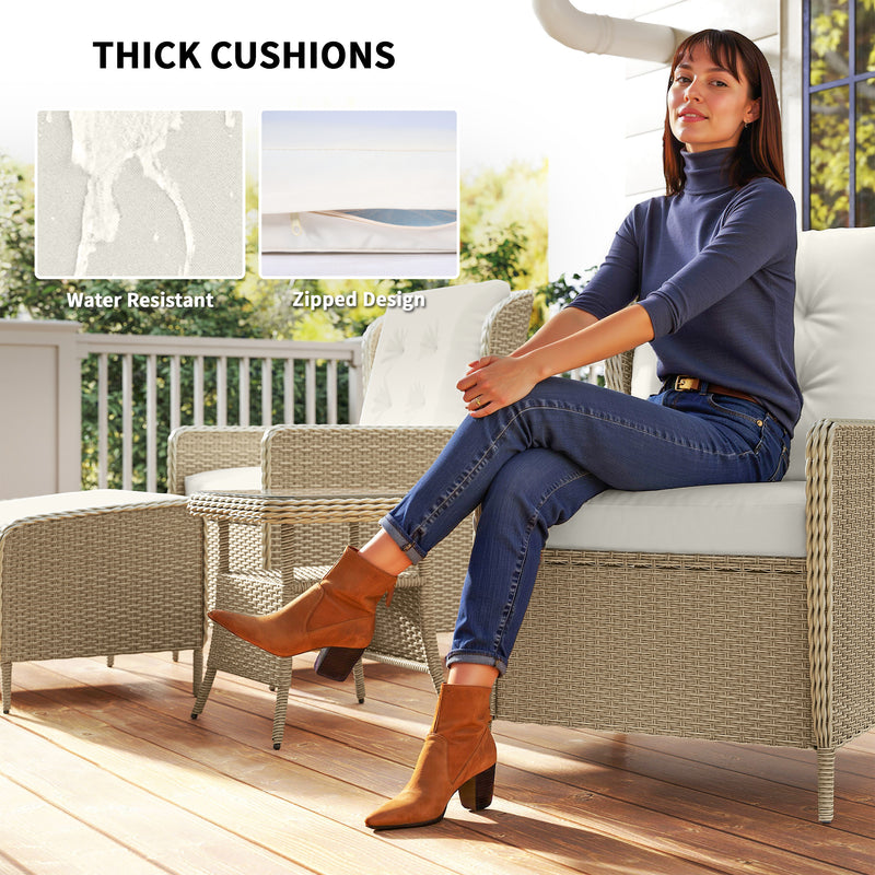 Five Piece Reclining Rattan Garden Chair Set in Light Grey with Cushions by Outsunny