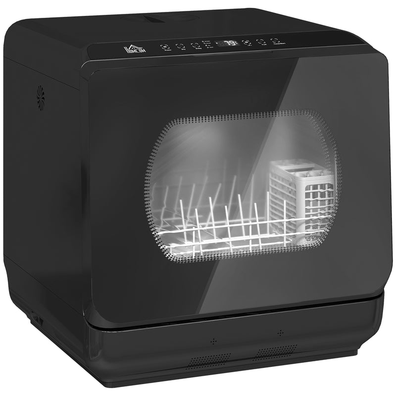 Mini Table Top Dishwasher 6 Programmes With Built In 6L Tank Ideal For Small Kitchens Black