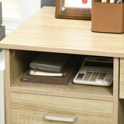 Computer Desk with Drawers and Lockable Storage for Organised Home Office Oak AOSOM