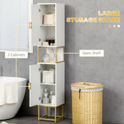 4 Piece White Bathroom Furniture Set With Tall Cabinet and Wall Mounted Storage by Kleankin AOSOM