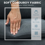 Corner Sofa with Reversible Chaise Lounge 3 Seater Corduroy Fabric Charcoal Grey by HOMCOM