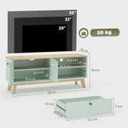 TV Stand with Adjustable Storage and Cable Management for Tidy Living Room Light Green Oak AOSOM