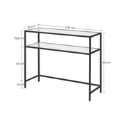 Dimensions diagram of the black console table, 100 x 35 x 80 cm