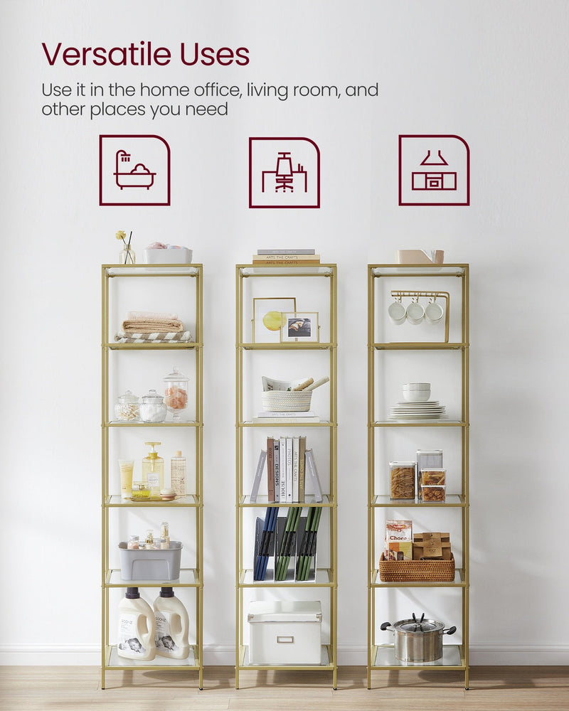 Full assembled view of the glass display bookcase