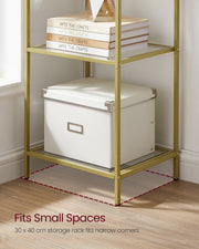 Bookcase corner footprint diagram showing a 30cm by 40cm base that fits narrow spaces