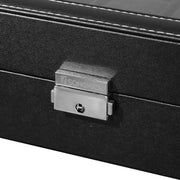 Close-up of the Songmics branded lock and key mechanism on the front of the watch box