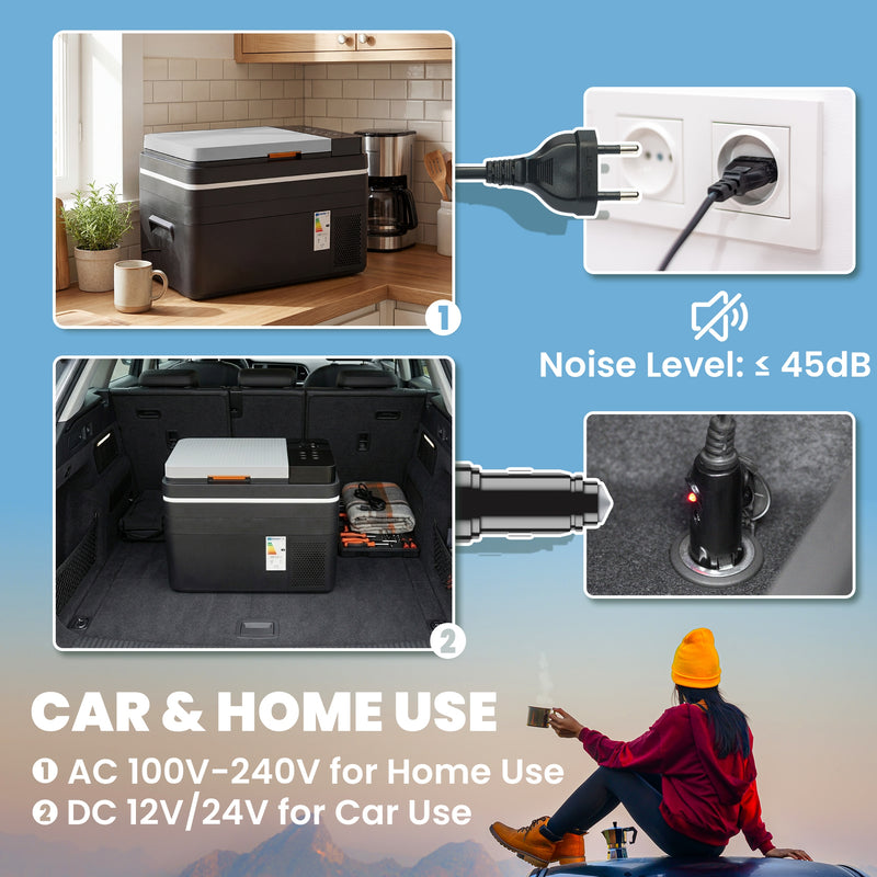 Portable Electric Car and Home Cooler 30L for Chilled Food and Drinks on the Go Black Grey