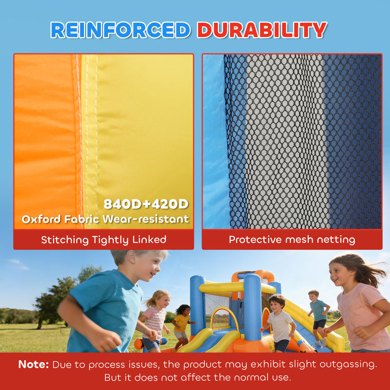 Bouncy Castle with Double Slides and Water Cannons for Active Garden Play Multicolour AOSOM