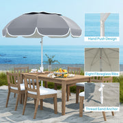 Grey Beach Umbrella with Sand Anchor Adjustable Tilt UPF50+ UV Protection and Carry Bag by Outsunny