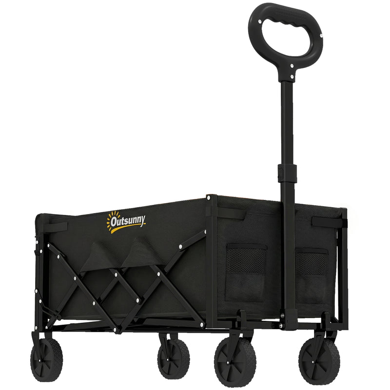 Folding Festival and Camping Trolley for Heavy Loads with Adjustable Handle Black Outsunny