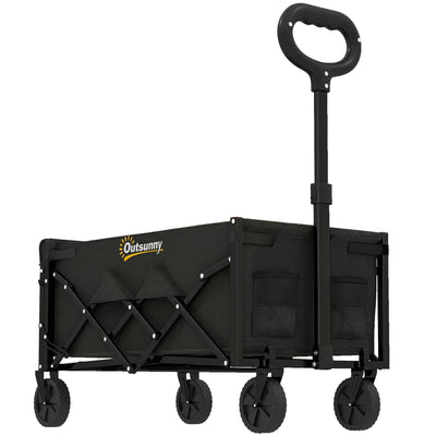 Folding Festival and Camping Trolley for Heavy Loads with Adjustable Handle Black Outsunny