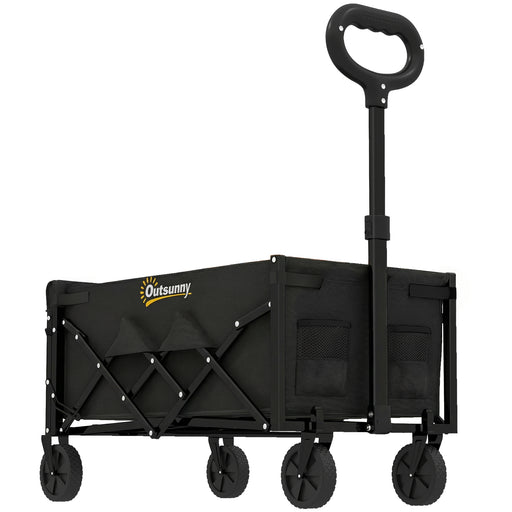 Folding Festival and Camping Trolley for Heavy Loads with Adjustable Handle Black Outsunny