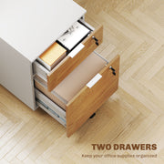 Lockable Two Drawer Office Filing Cabinet With Spacious Storage Wood Effect