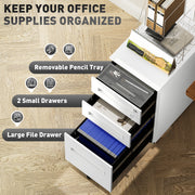 White Metal 3 Drawer Lockable Mobile File Cabinet for A4 and Legal Files by Vinsetto