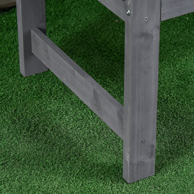 2 Seater Grey Wooden Garden Bench With Arms