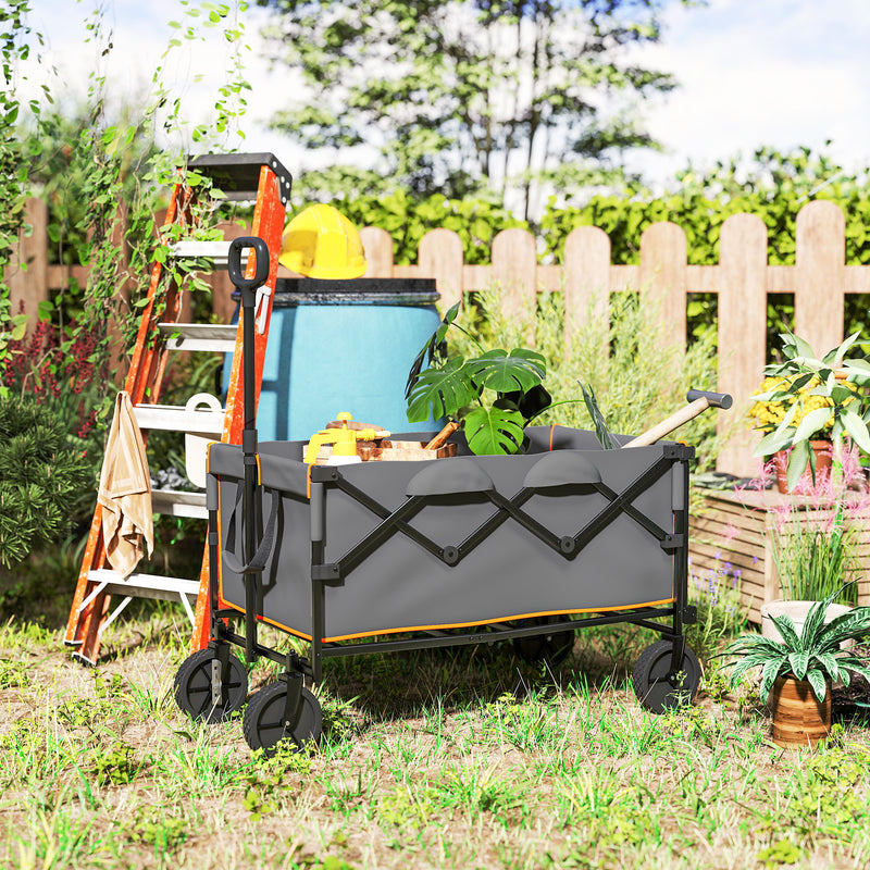 Grey and Orange 160L Folding Festival Trolley with Tailgate and Carry Bag