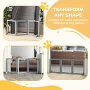 Grey Foldable Pet Gate with Three Panels and Two Support Feet by PawHut