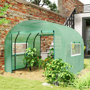 3x3m Walk In Polytunnel Greenhouse Green Weather-Resistant Grow Tent by Outsunny