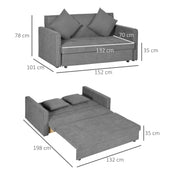 2 Seater Convertible Sofa Bed with Storage and Cushions for Living Room Use Light Grey