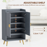 Light Grey Shoe Cabinet with Adjustable Shelves Holds 15 Pairs Ideal for Hallway Storage