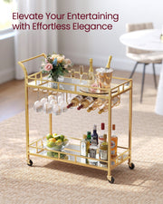 Close-up of mirrored shelf and gold frame detail