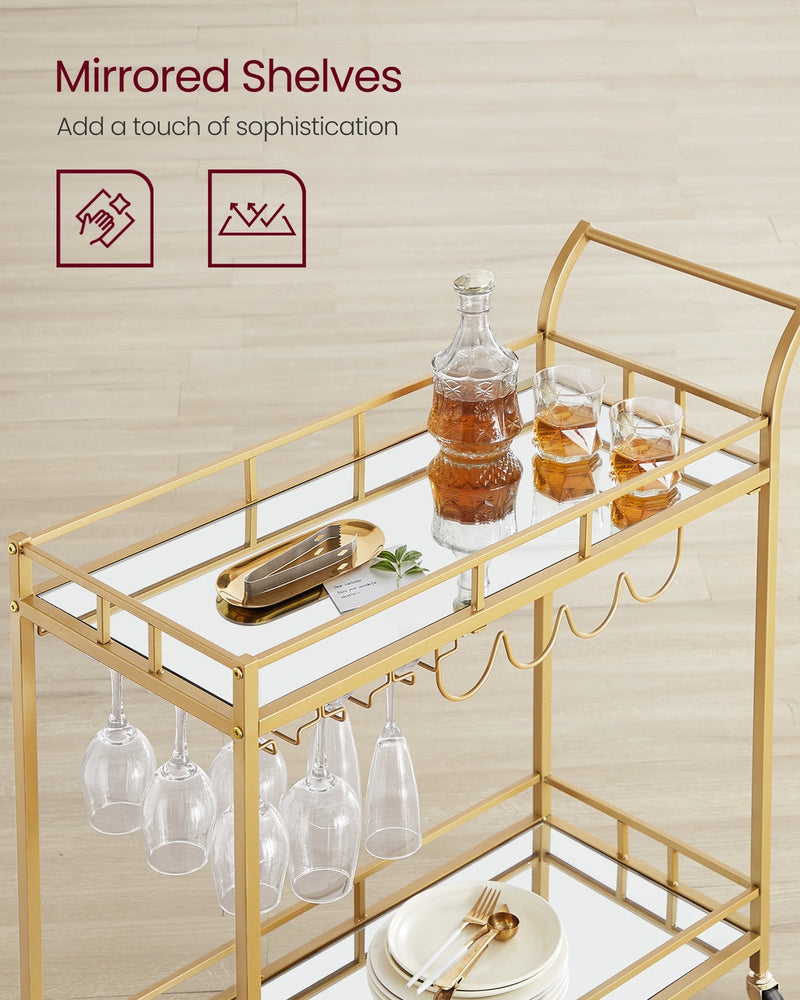 Bar cart lockable wheels detail