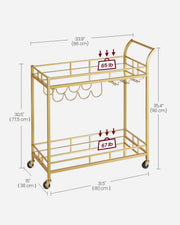 Bar cart dimensions diagram