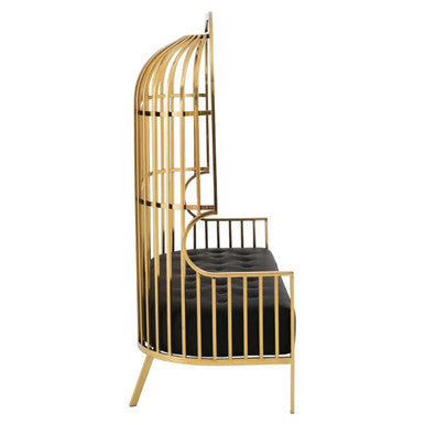 Front view of the gold dome cage 2 seater sofa on a plain background