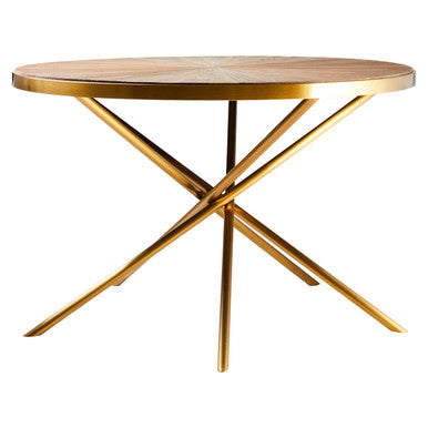 Gold fir wood round dining table, studio shot