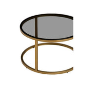 Macro detail of the brushed gold stainless steel frame
