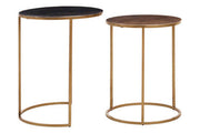 Angled studio view of the larger 59cm tall gold and zinc side table